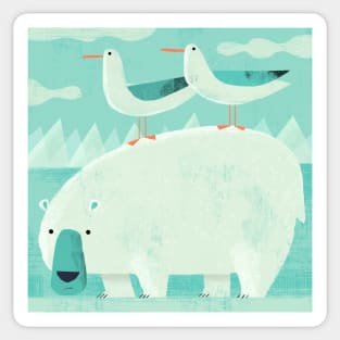 Polar Bear with Pesky Gulls Sticker
